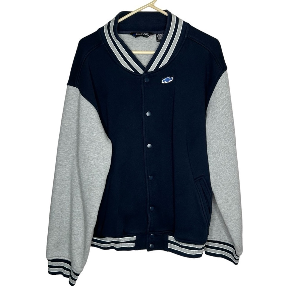 Holloway Men’s Chevrolet Bomber varsity Jacket Size XL Gray Dark Blue GUC